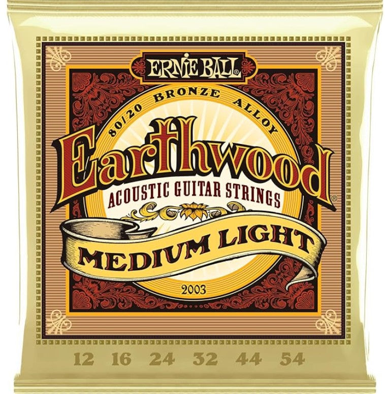 Ernie Ball Earthwood Medium Light 80/20 Bronze Acoustic Guitar Strings - 12-54 Gauge