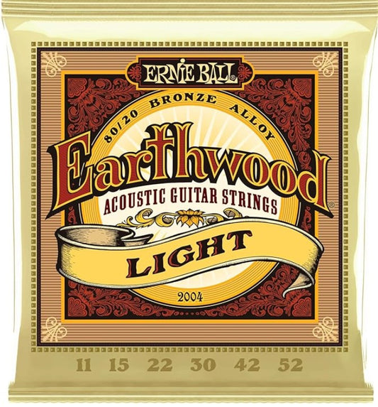 Ernie Ball Earthwood Light 80/20 Bronze Acoustic Guitar Strings - 11-52 Gauge