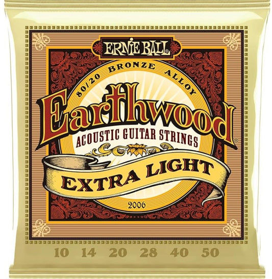 Ernie Ball Earthwood Extra Light 80/20 Bronze Acoustic Guitar Strings - 10-50 Gauge